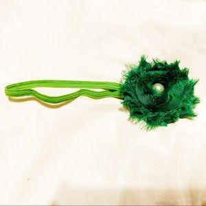 NWOT green chiffon with pearl headband bow